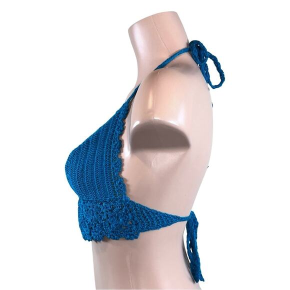 Blue Crochet Halter Top - Picture 3 of 11